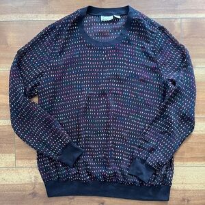 Liz Claiborne Women’s Funky Multicolor Sheer Geometric Dotted Crewneck Blouse